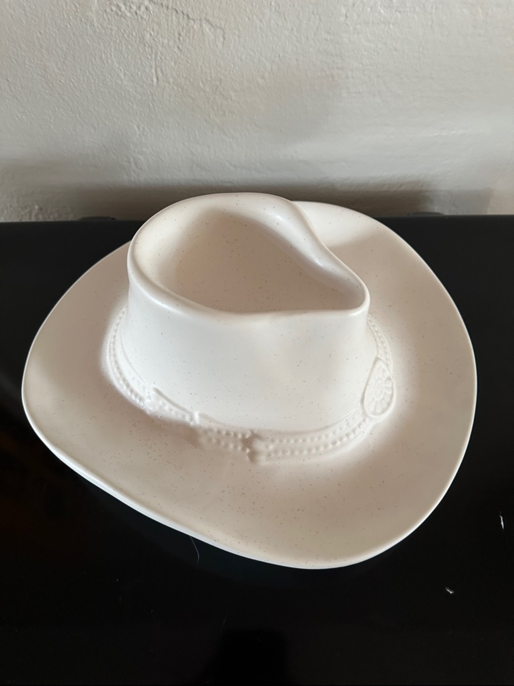 White Ceramic Cowboy Hat Decorative Serving Dish